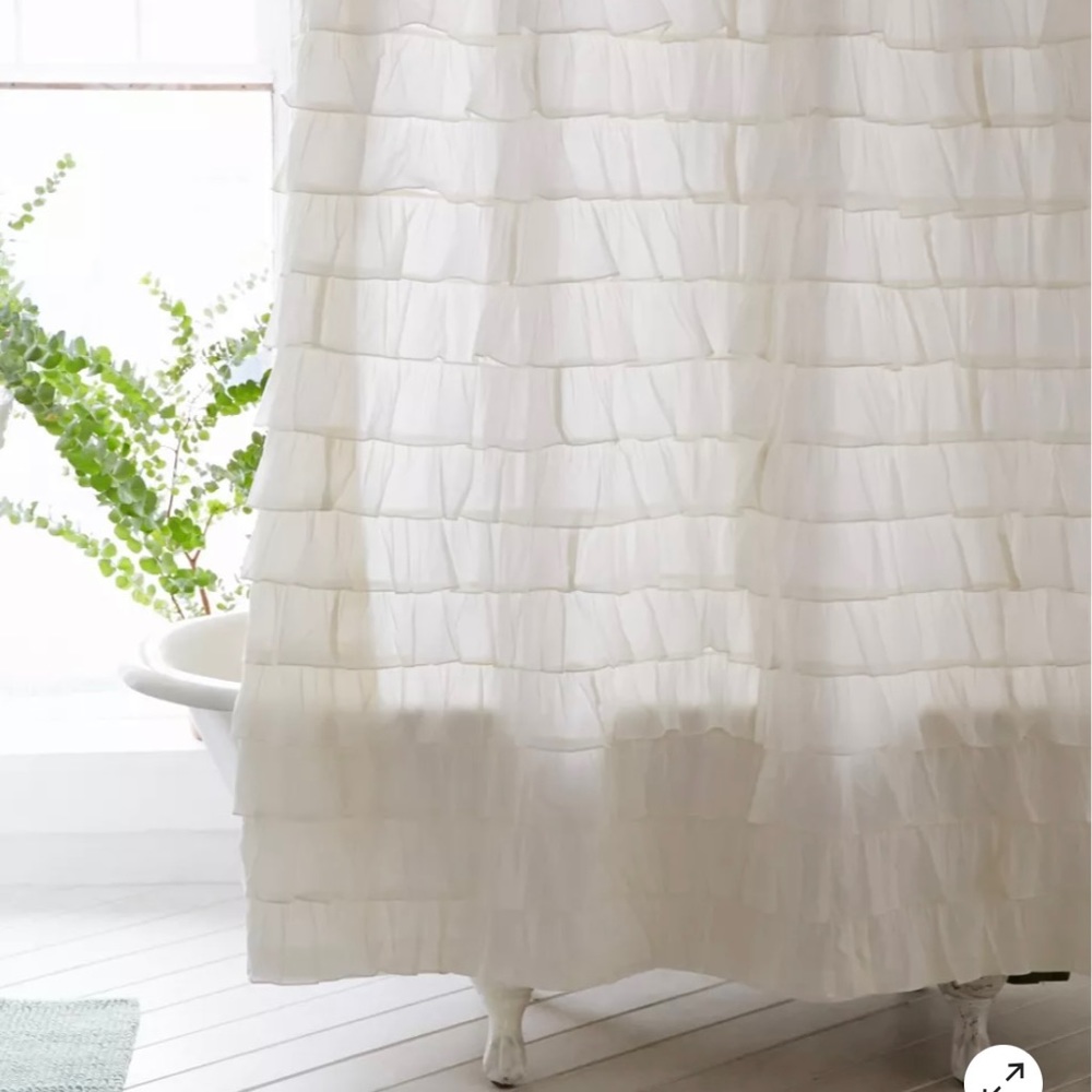 COPY - Urban Outfitters Waterfall Ruffle shower curtain in ivory.